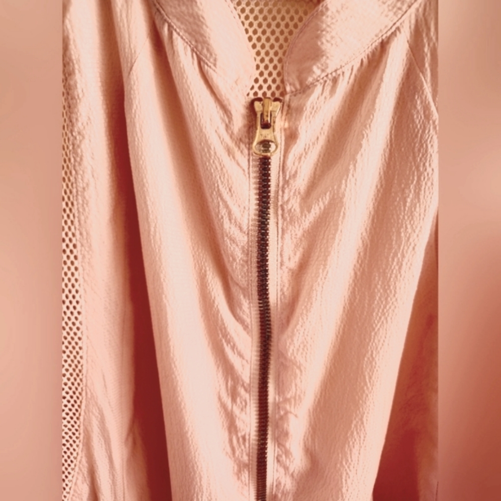 Peach Zip-Up Jacket With Rose Gold Colored Zipper
